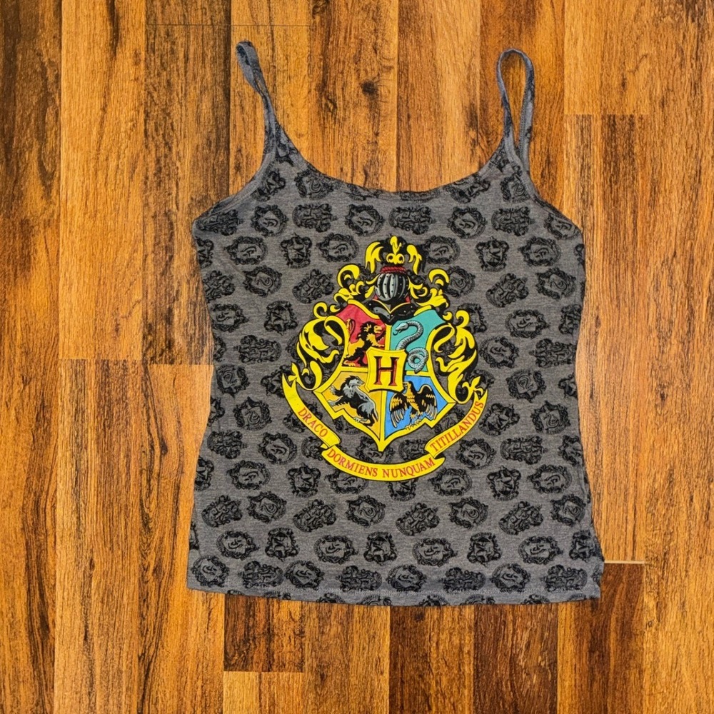 Harry Potter Universal Studios Hogwarts Crest Cami Tank Top Gray XL